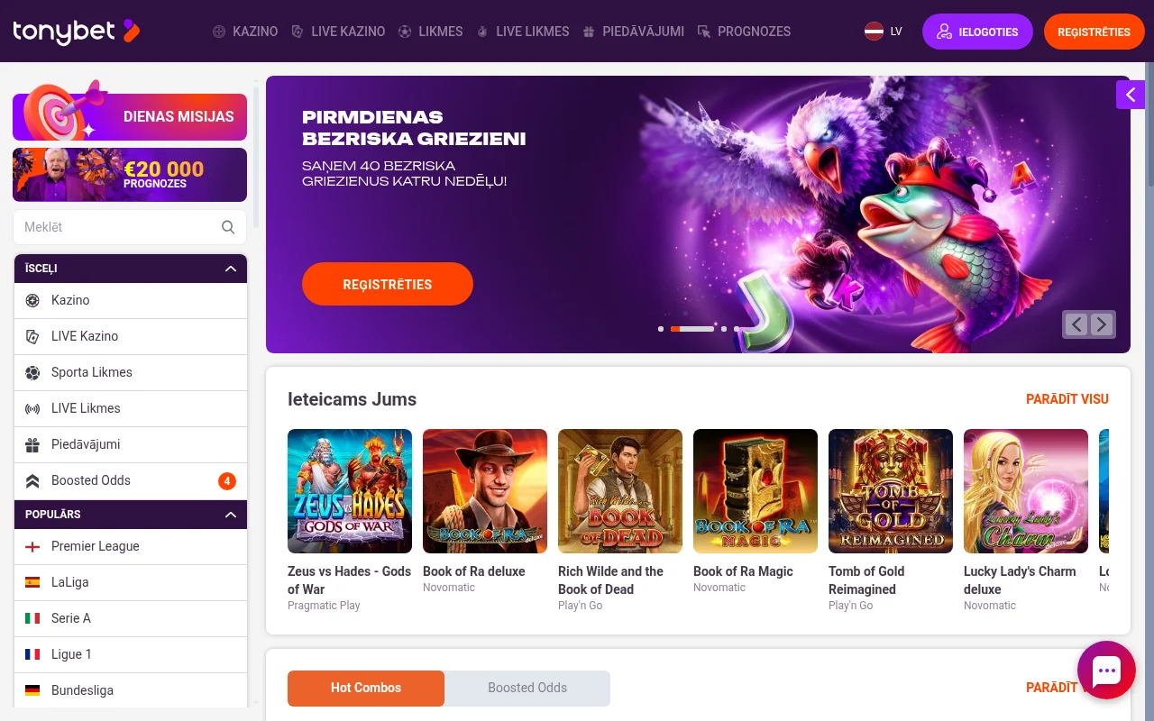 Tonybet kazino Latvijā